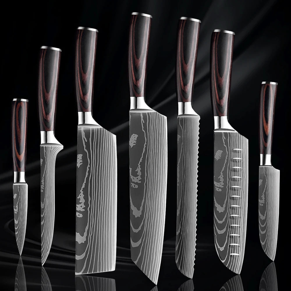 7PCS Samurai Knife Ergonomic Handle Set